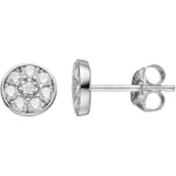 PRIMROSE Sterling Silver Cubic Zirconia Pave Studs - Picture 1 of 4